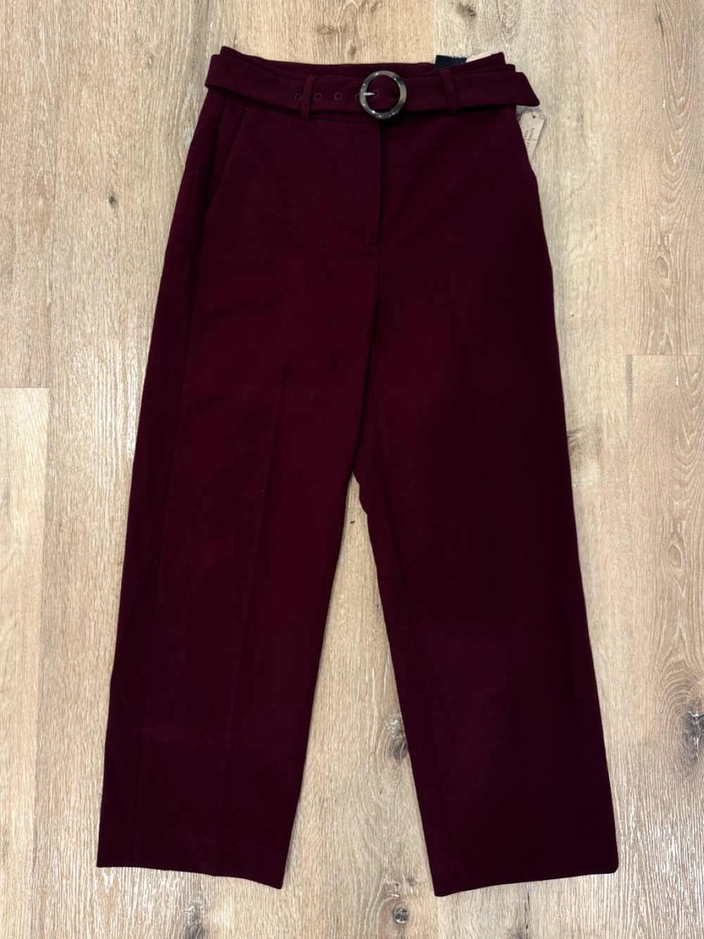 NWT RW and Co High-Waist Belted Straight Leg - Burgundy